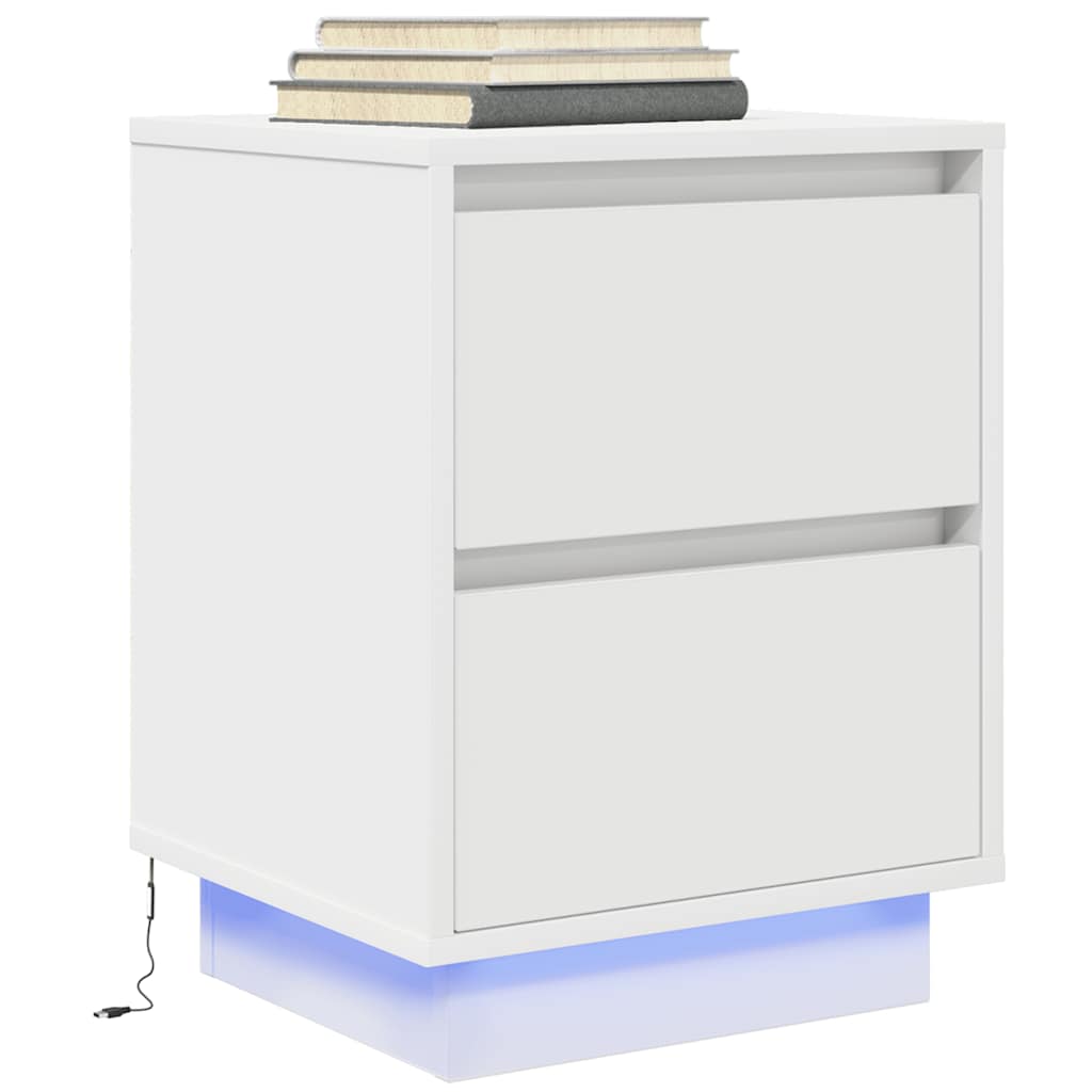 Bedside Cabinets with LED Lights 2 pcs White 38x34x50 cm